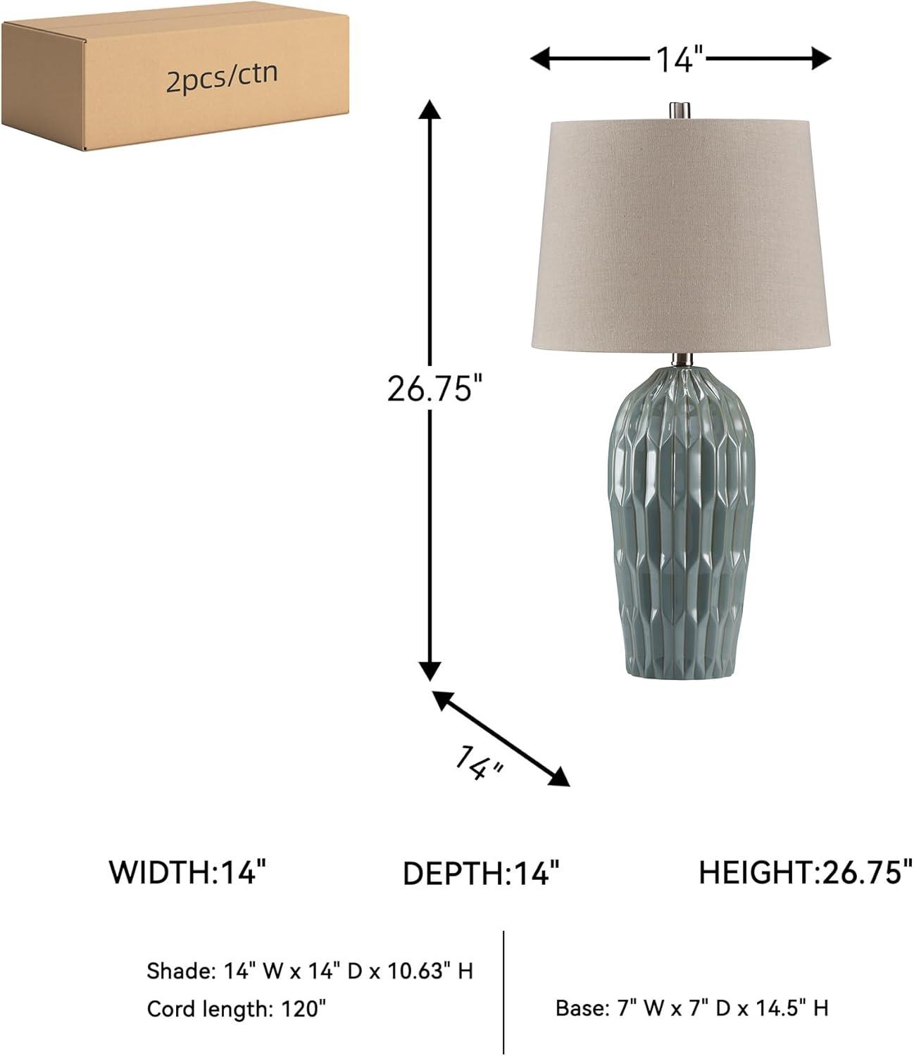 imageSignature Design by Ashley Hadbury Contemporary Ceramic Table Lamp Set with 3Way Switch Set of 2 Light Green ampamp Beige