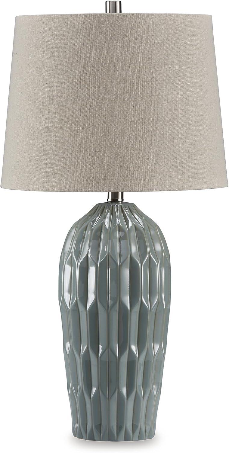 imageSignature Design by Ashley Hadbury Contemporary Ceramic Table Lamp Set with 3Way Switch Set of 2 Light Green ampamp Beige