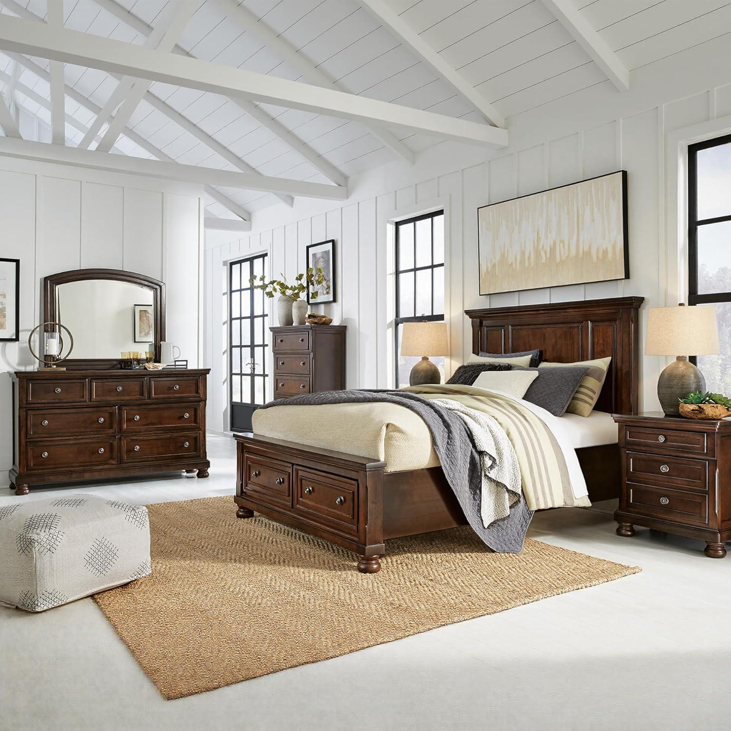 imageSignature Design by Ashley Hyanna Rustic SmoothGliding 6Drawer Dresser and Mirror with Safety Stop Light BrownDark Brown