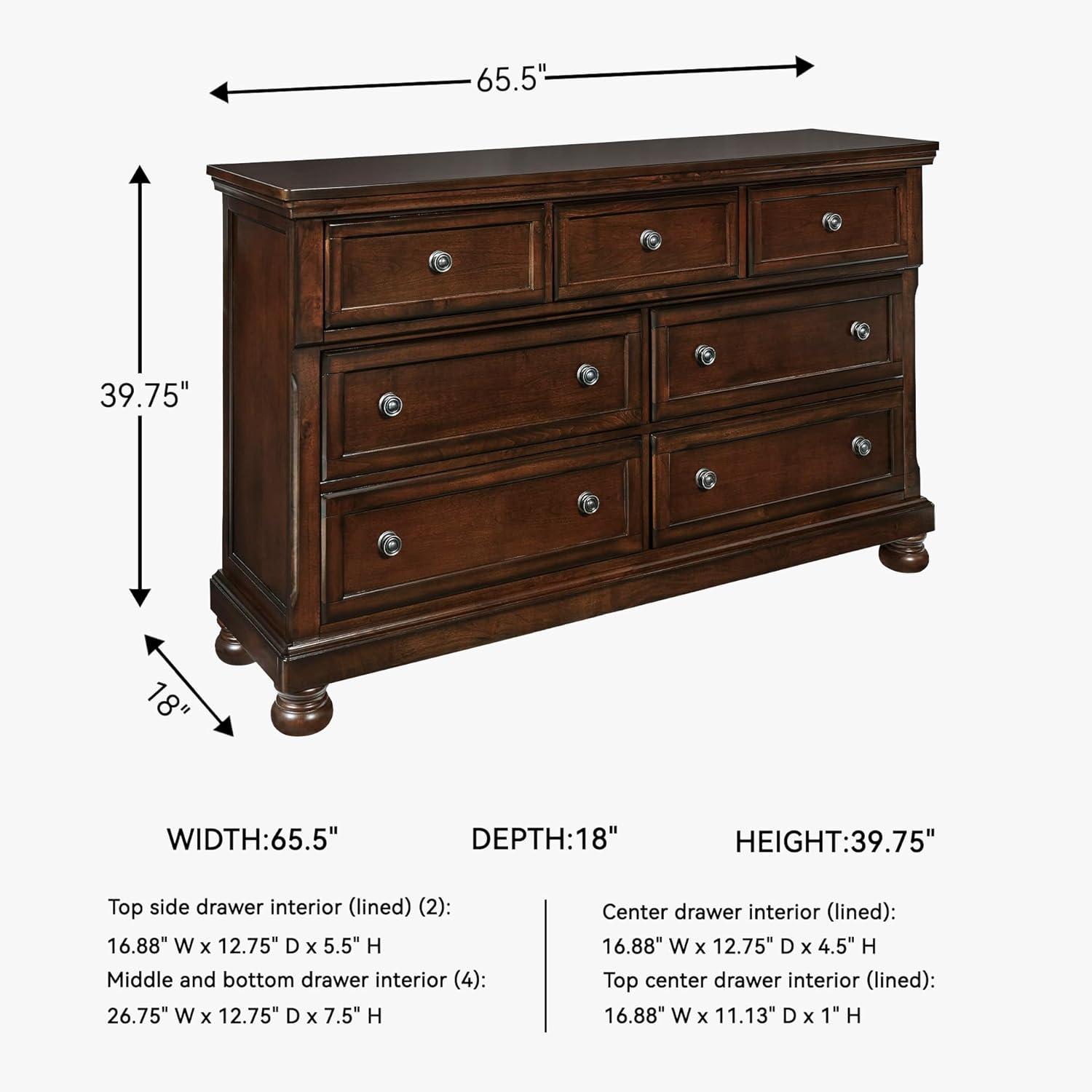 imageSignature Design by Ashley Hyanna Rustic SmoothGliding 6Drawer Dresser and Mirror with Safety Stop Light BrownDark Brown