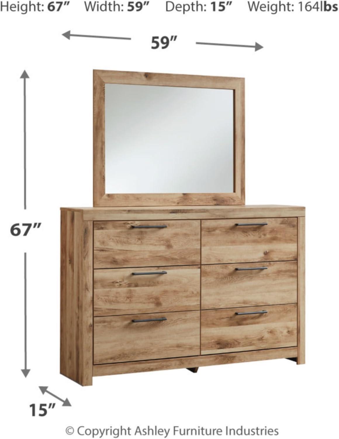 imageSignature Design by Ashley Hyanna Rustic SmoothGliding 6Drawer Dresser and Mirror with Safety Stop Light BrownTan Brown