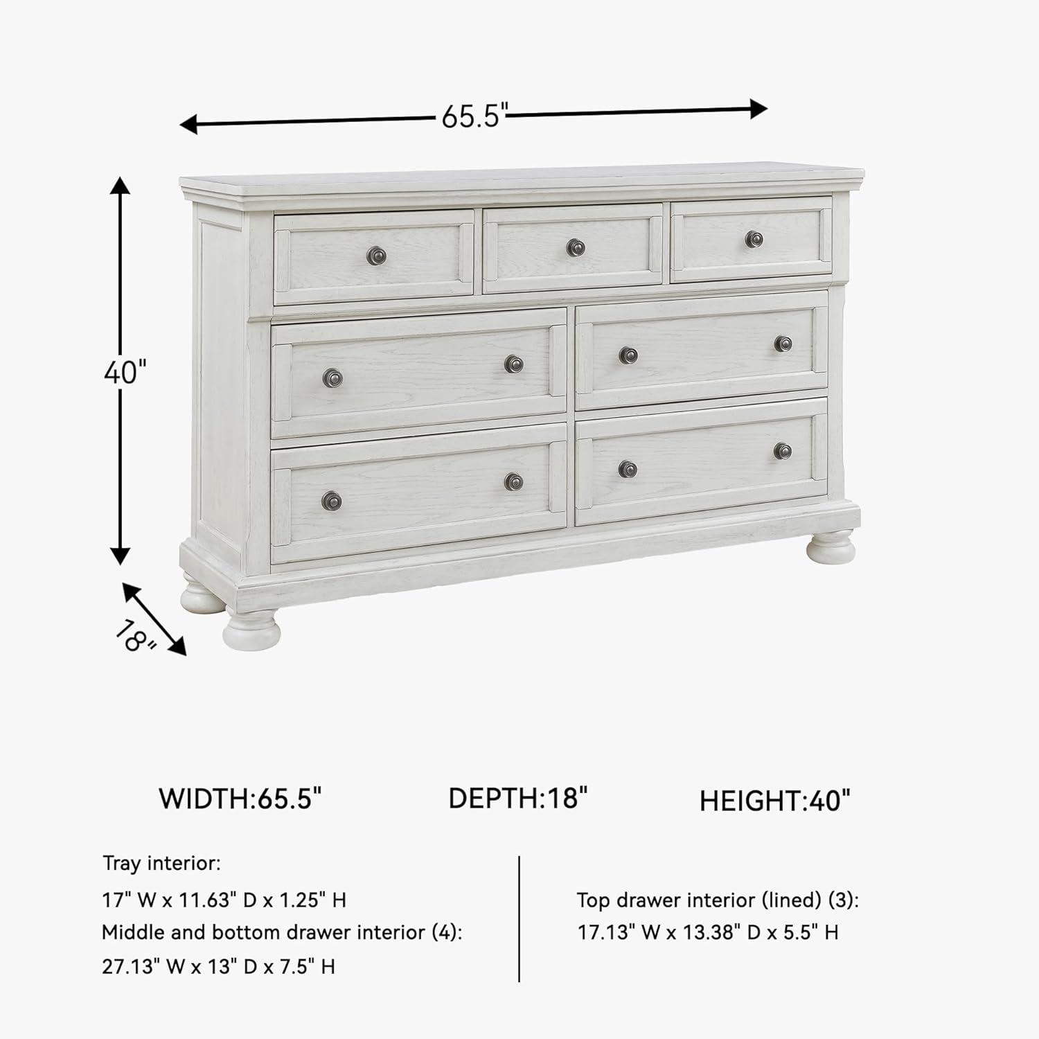 imageSignature Design by Ashley Hyanna Rustic SmoothGliding 6Drawer Dresser and Mirror with Safety Stop Light BrownWhite