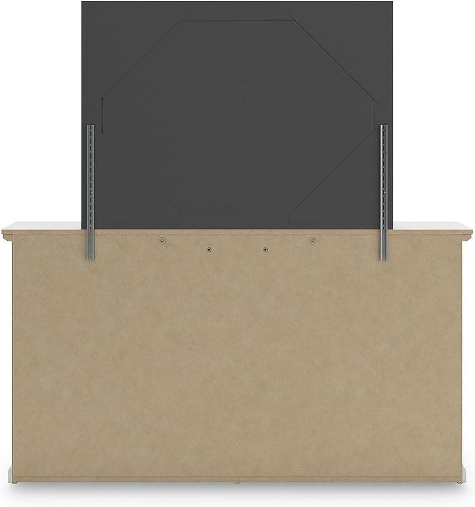 imageSignature Design by Ashley Hyanna Rustic SmoothGliding 6Drawer Dresser and Mirror with Safety Stop Light BrownWhite