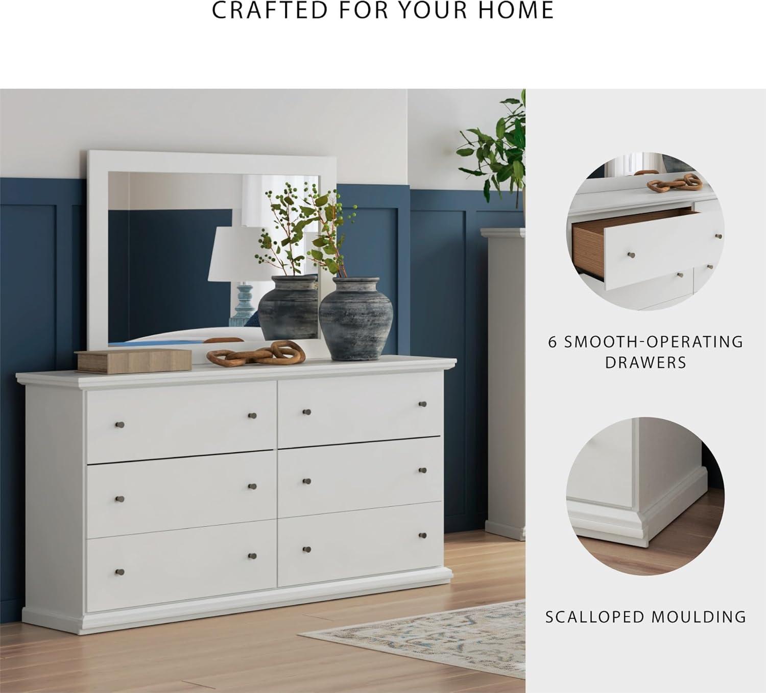 imageSignature Design by Ashley Hyanna Rustic SmoothGliding 6Drawer Dresser and Mirror with Safety Stop Light BrownWhite