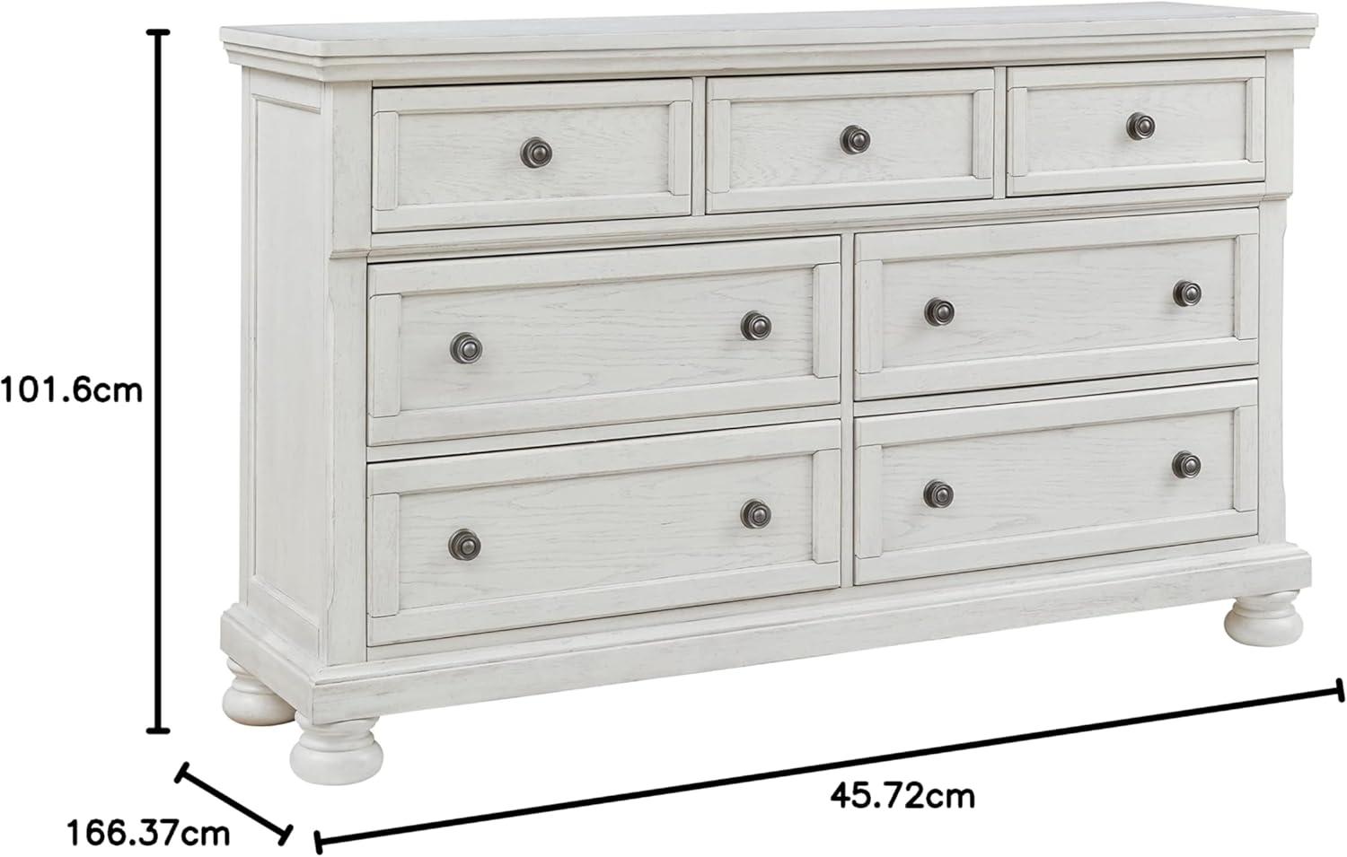 imageSignature Design by Ashley Hyanna Rustic SmoothGliding 6Drawer Dresser and Mirror with Safety Stop Light BrownWhite