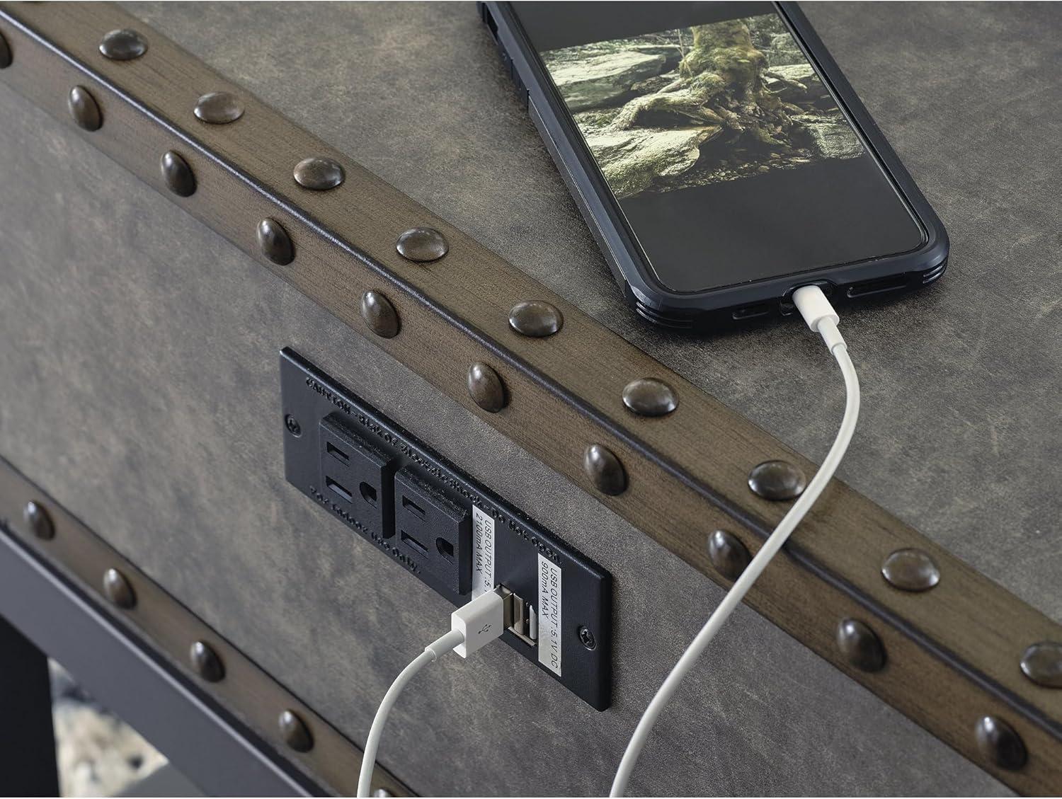 imageSignature Design by Ashley Johurst Rustic Square End Table 1 Drawer and Fixed Lower Shelf Rustic BrownBrown