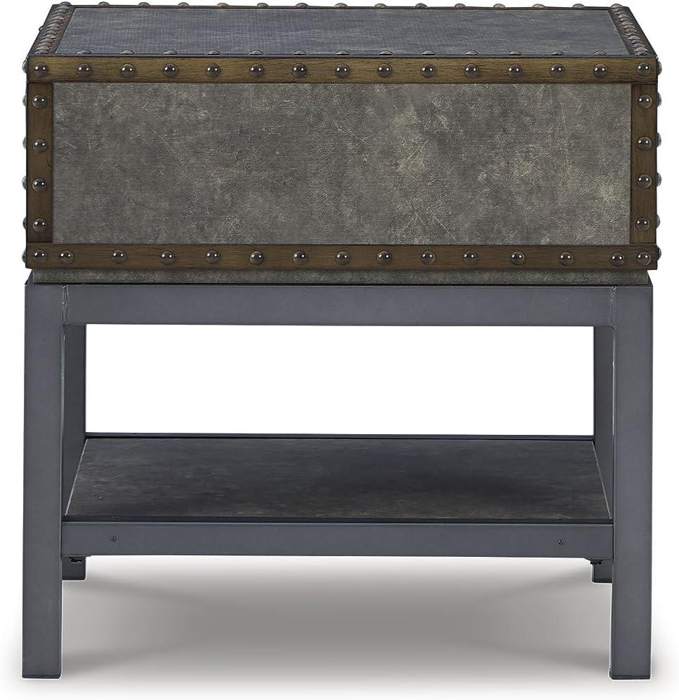 imageSignature Design by Ashley Johurst Rustic Square End Table 1 Drawer and Fixed Lower Shelf Rustic BrownBrown