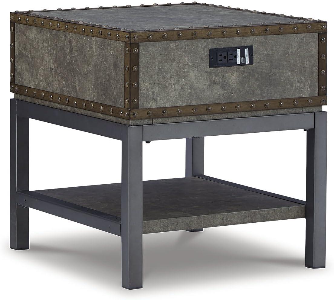 imageSignature Design by Ashley Johurst Rustic Square End Table 1 Drawer and Fixed Lower Shelf Rustic BrownBrown