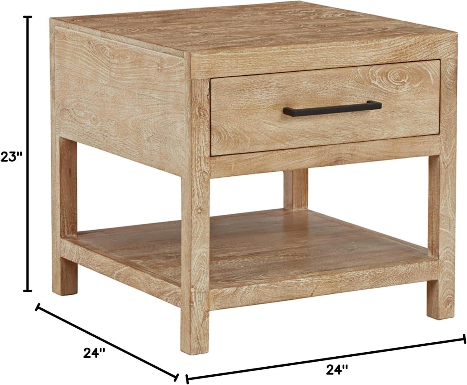 imageSignature Design by Ashley Johurst Rustic Square End Table 1 Drawer and Fixed Lower Shelf Rustic BrownLight Brown