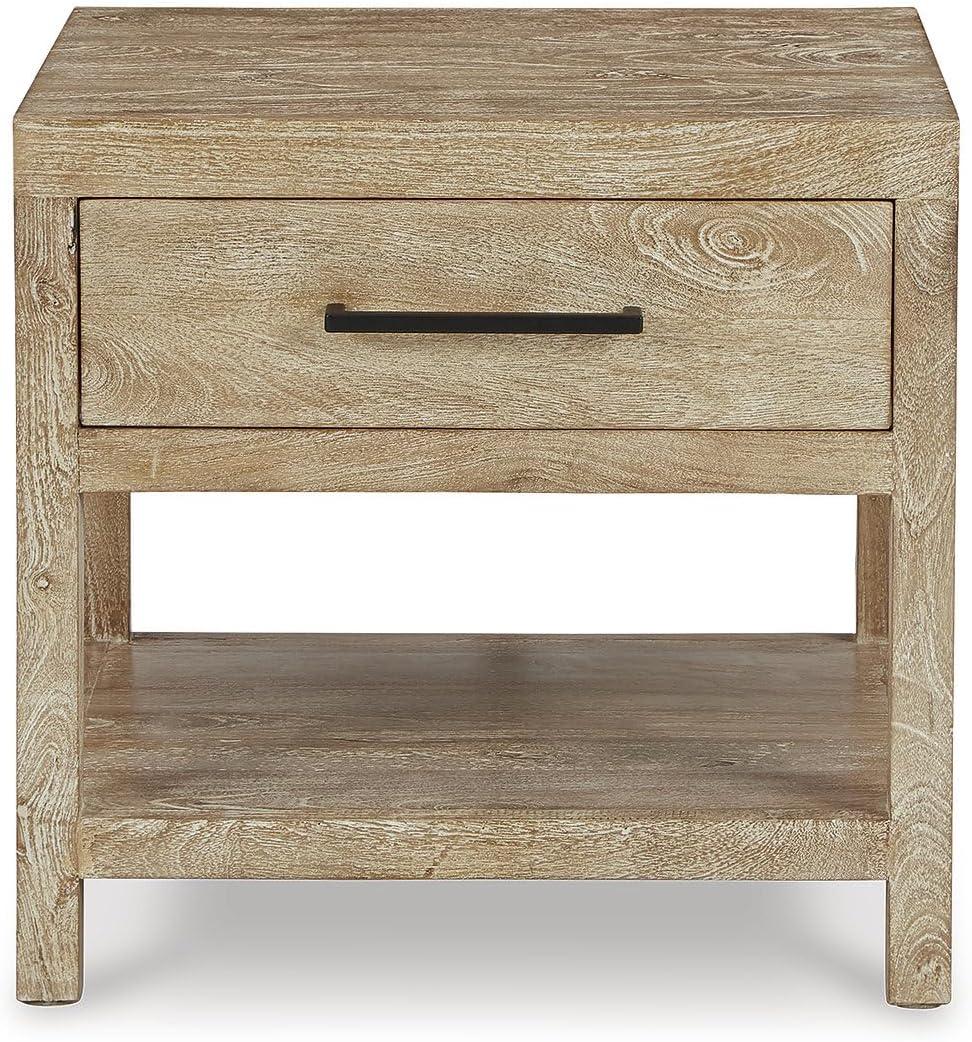 imageSignature Design by Ashley Johurst Rustic Square End Table 1 Drawer and Fixed Lower Shelf Rustic BrownLight Brown