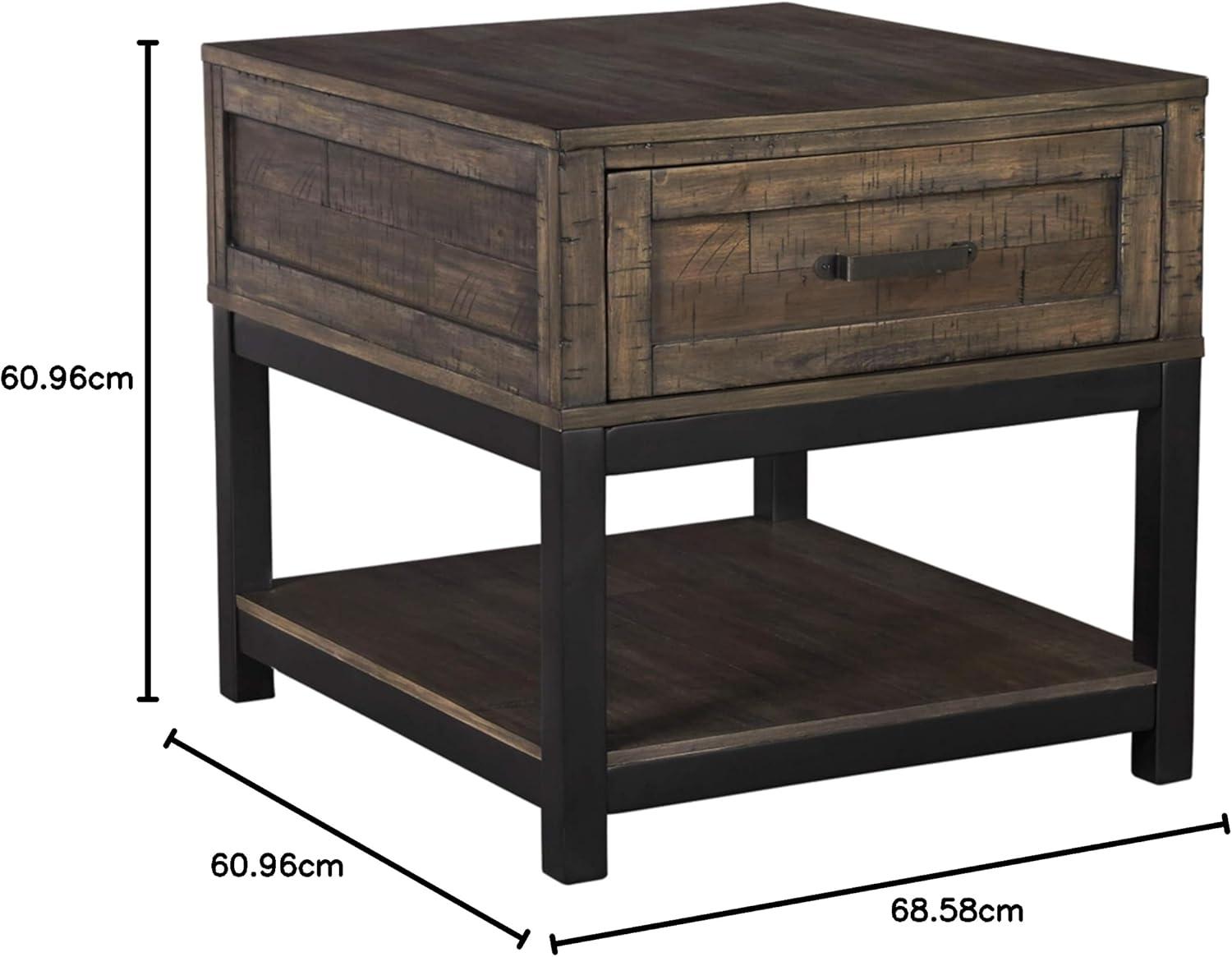 imageSignature Design by Ashley Johurst Rustic Square End Table 1 Drawer and Fixed Lower Shelf Rustic BrownRustic Brown