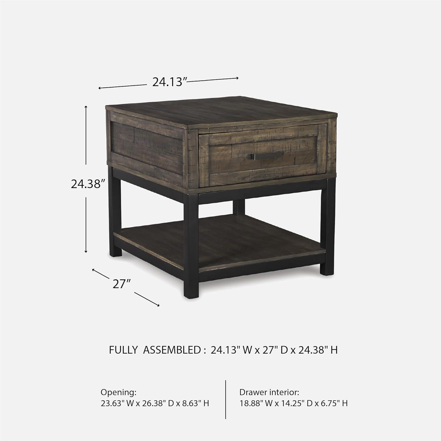 imageSignature Design by Ashley Johurst Rustic Square End Table 1 Drawer and Fixed Lower Shelf Rustic BrownRustic Brown