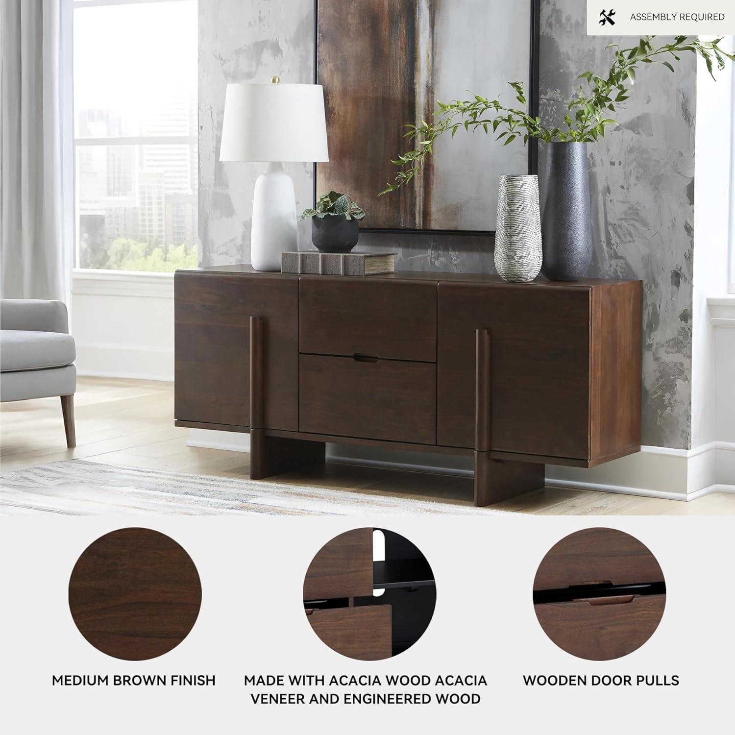 imageSignature Design by Ashley Kydler Modern 2Drawer Accent Cabinet with Shelf Dark Brown