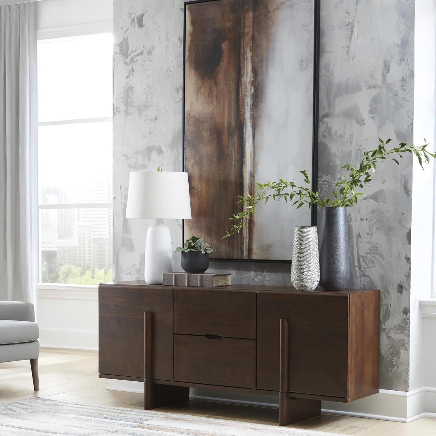 imageSignature Design by Ashley Kydler Modern 2Drawer Accent Cabinet with Shelf Dark Brown