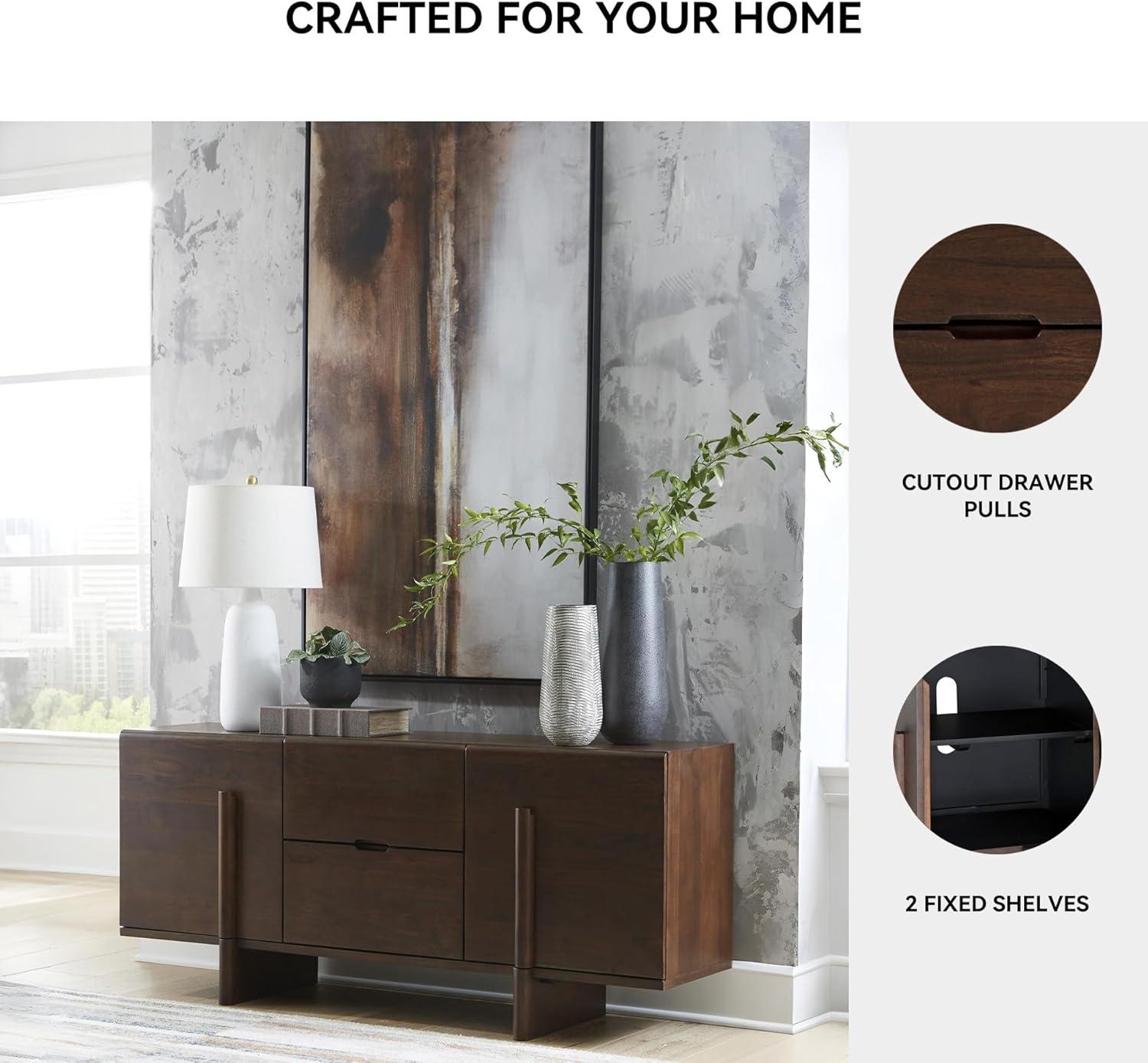 imageSignature Design by Ashley Kydler Modern 2Drawer Accent Cabinet with Shelf Dark Brown