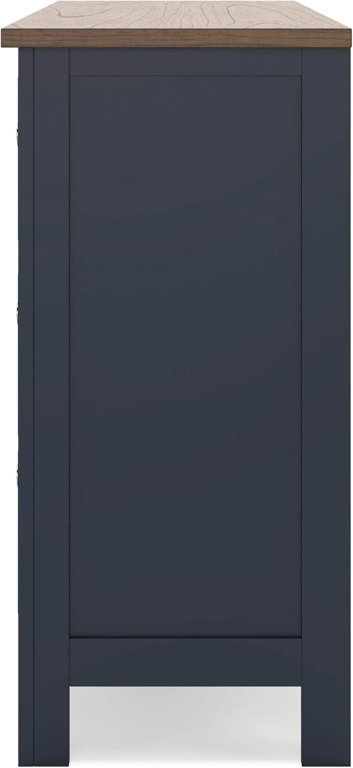 imageSignature Design by Ashley Landocken Shaker 6Drawer Dresser with Metal Knobs Light Brown ampamp Blue6 Drawer Dresser