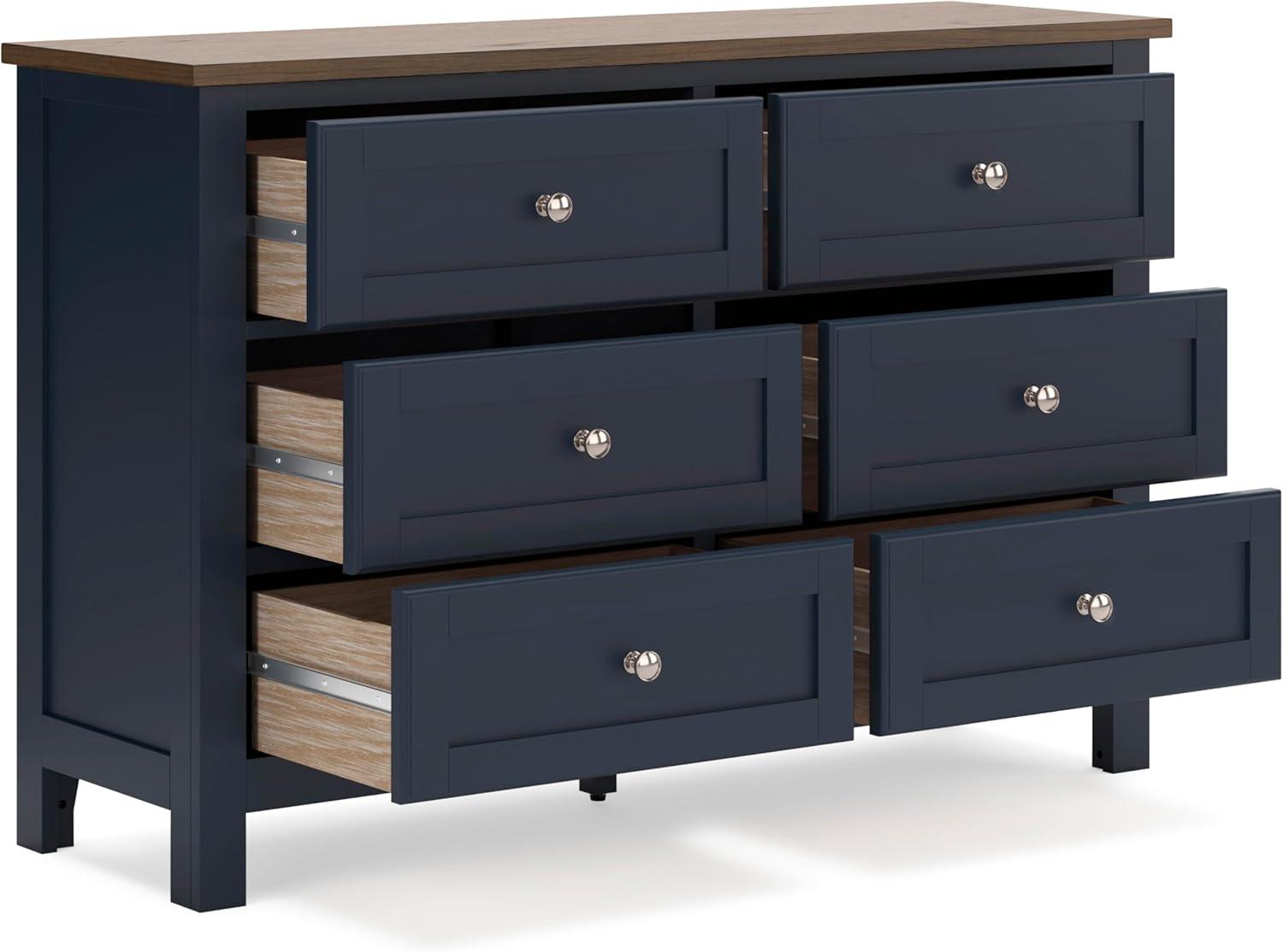 imageSignature Design by Ashley Landocken Shaker 6Drawer Dresser with Metal Knobs Light Brown ampamp Blue6 Drawer Dresser