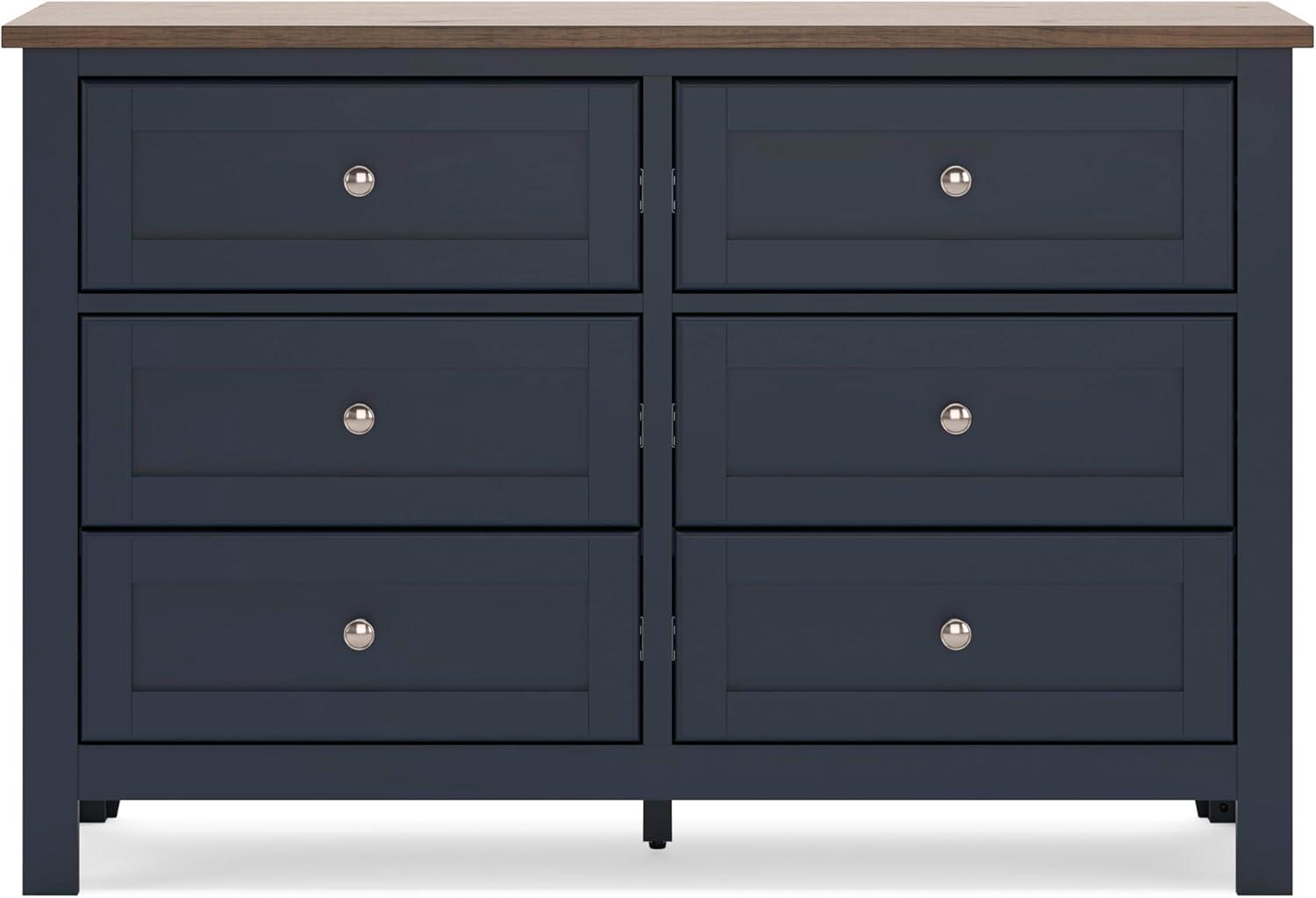 imageSignature Design by Ashley Landocken Shaker 6Drawer Dresser with Metal Knobs Light Brown ampamp Blue6 Drawer Dresser