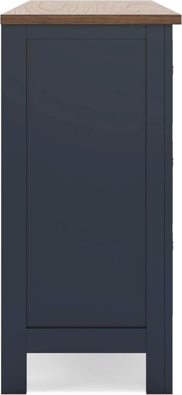 imageSignature Design by Ashley Landocken Shaker 6Drawer Dresser with Metal Knobs Light Brown ampamp Blue6 Drawer Dresser