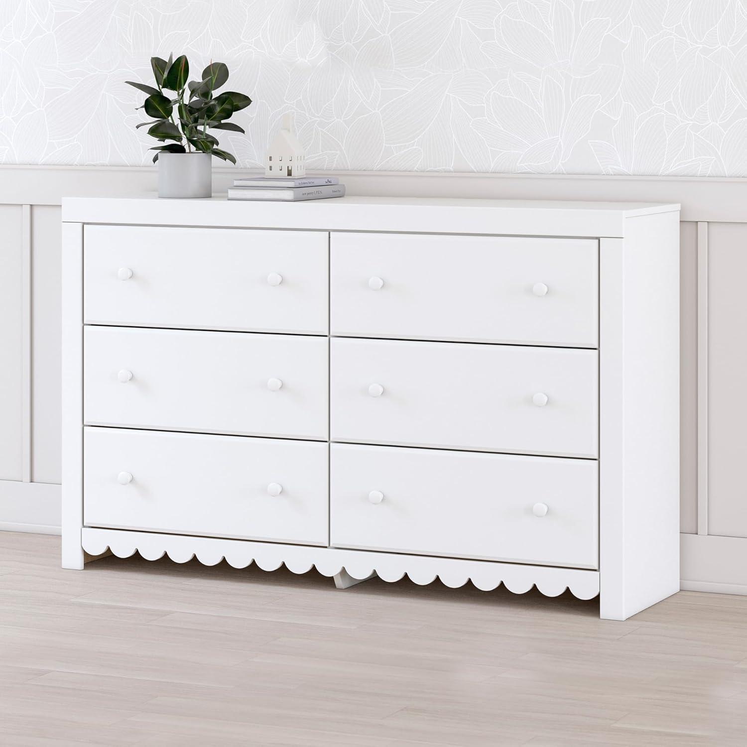 imageSignature Design by Ashley Mollviney Coastal 6Drawer Dresser with Safety Stop and Scalloped Detailing White