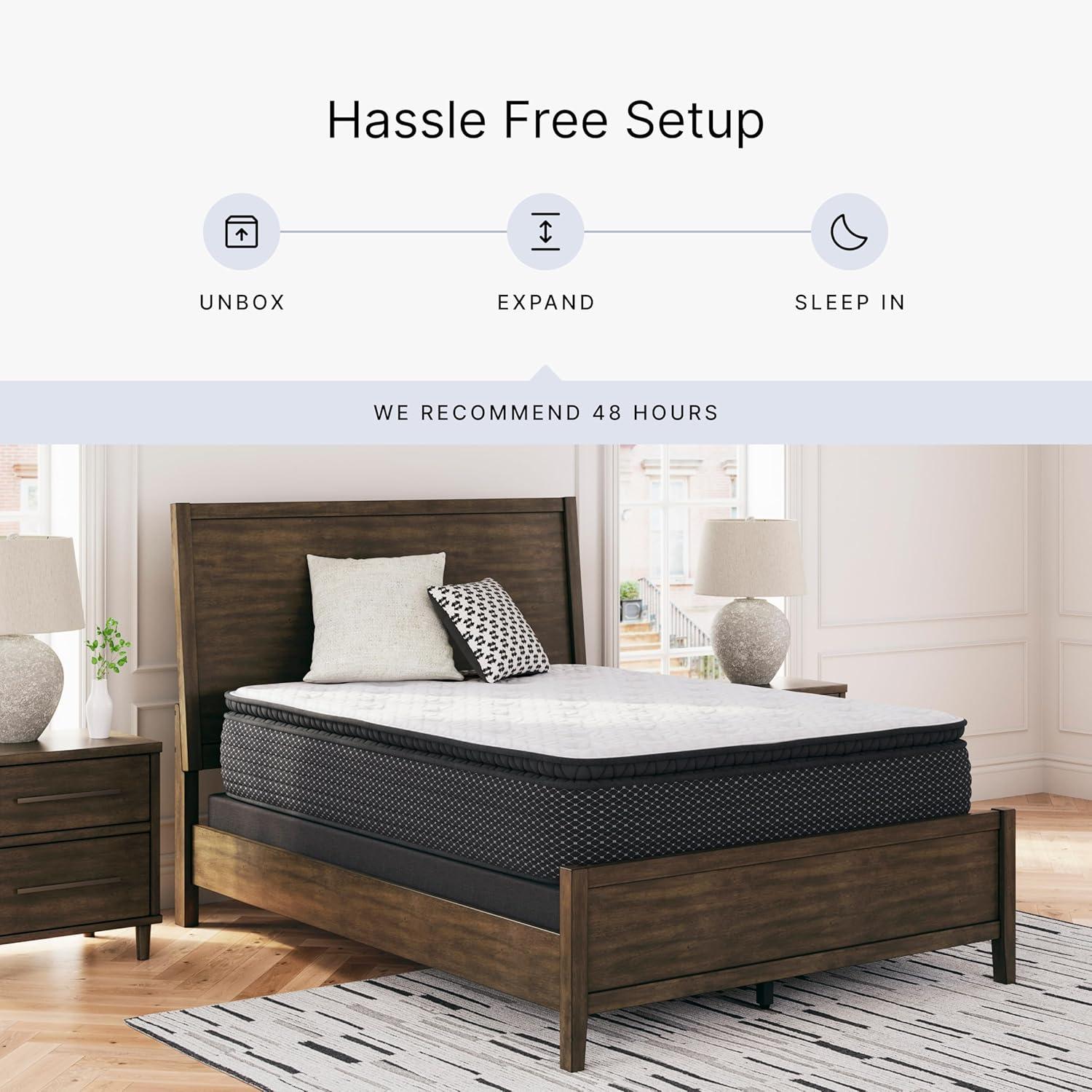 imageSignature Design by Ashley Queen Size Ultra Luxury 14 Inch Hyper Cool Hybrid Mattress with Cooling Gel Memory Foam Fiberglass Free Mattress In A BoxKing