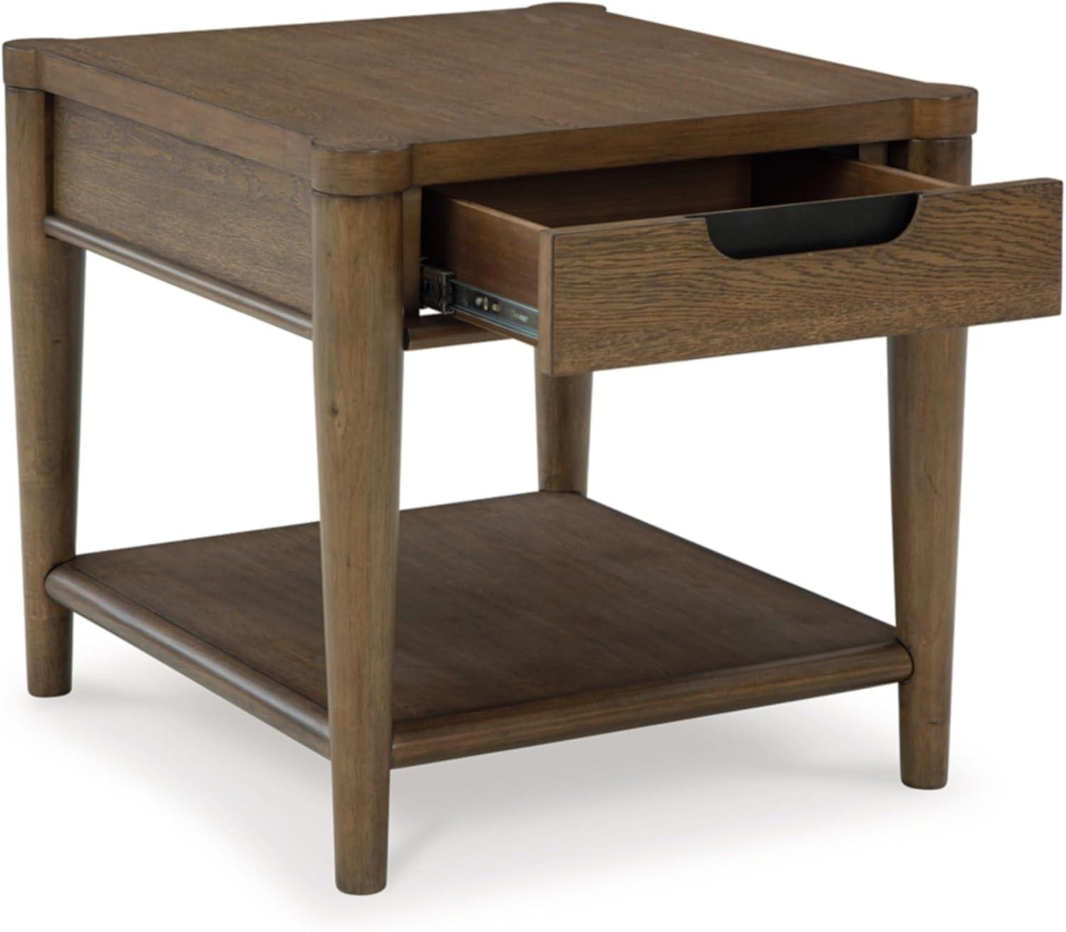 imageSignature Design by Ashley Roanhowe Contemporary 1Drawer End Table with Open Lower Shelf Light Brown