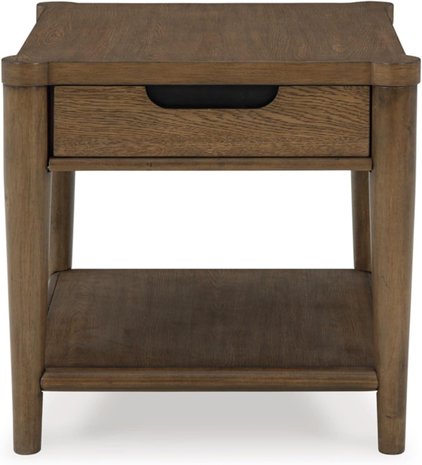 imageSignature Design by Ashley Roanhowe Contemporary 1Drawer End Table with Open Lower Shelf Light Brown