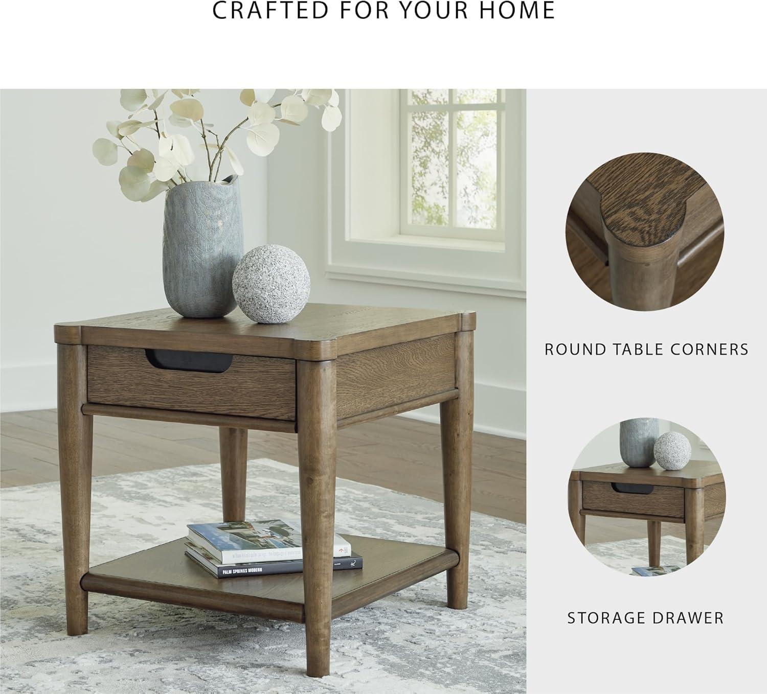 imageSignature Design by Ashley Roanhowe Contemporary 1Drawer End Table with Open Lower Shelf Light Brown