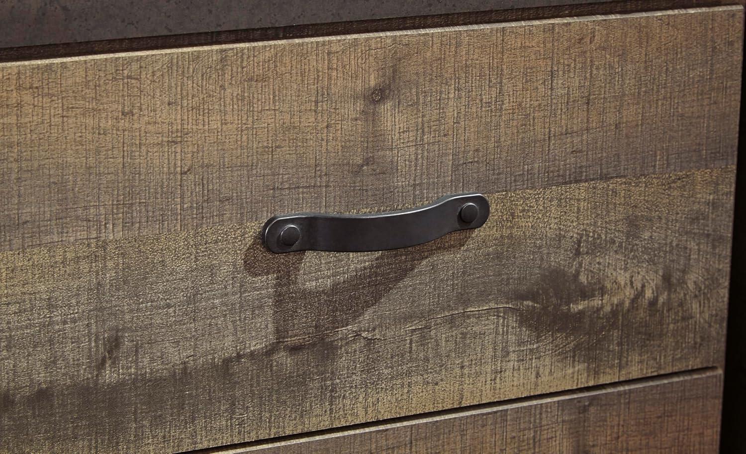 imageSignature Design by Ashley Trinell Rustic 6 Drawer Dresser with Safety Stop for Bedroom Dark Brown