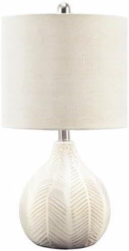 imageSignature Design by Ashley Wardmont 18quot Modern Dimensional Design Ceramic Table Lamp WhiteOffWhite