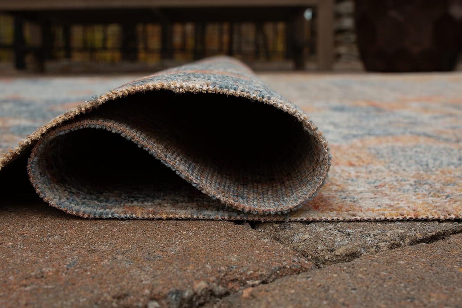 imageSignature Design by Ashley Wraylen 8 x 10 Low Pile Boho Abstract Rug Orange ampamp Blue710 x 10 Rectangular