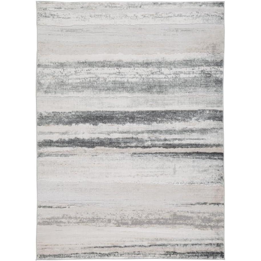 imageSignature Design by Ashley Abanett Contemporary 8 x 10 Medium Pile Abstract Design Rug Cream Gold ampamp Gray53 x 73 Rectangular