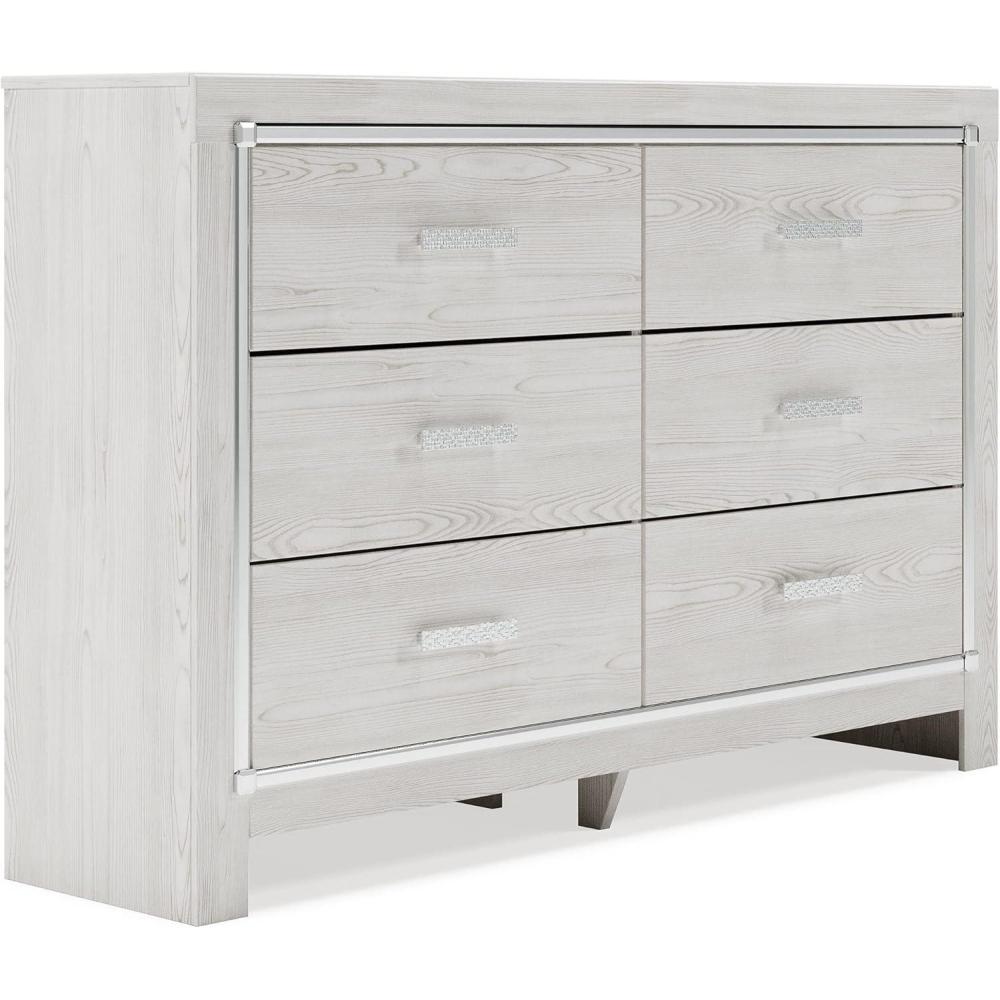 imageSignature Design by Ashley Altyra Modern Glam 6 Drawer Dresser WhitewashWhite