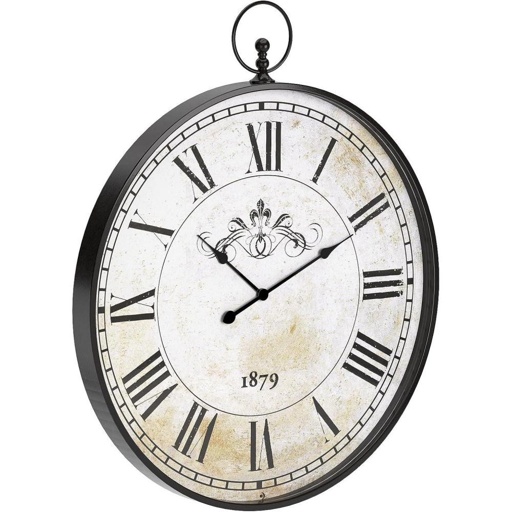 imageSignature Design by Ashley Augustina Traditional Round Metal Wall Clock 31 x 37 in Black