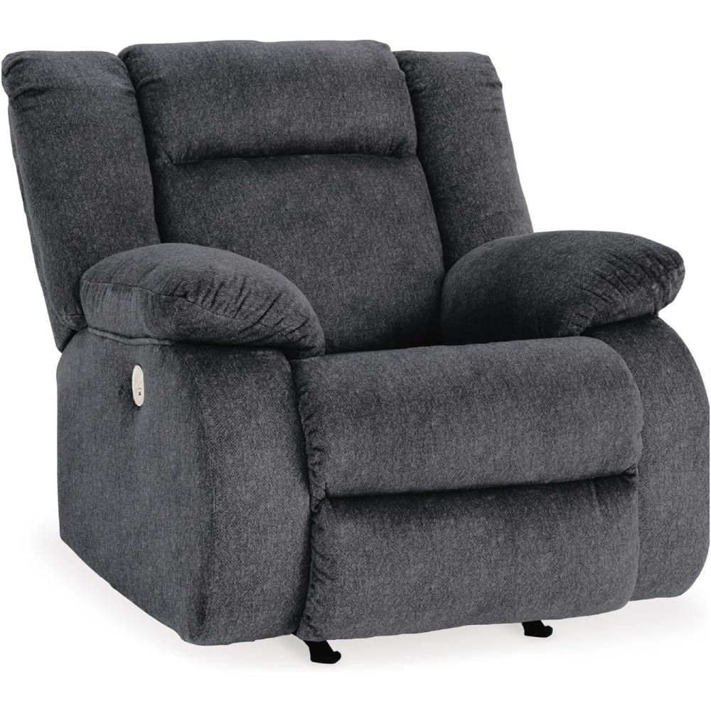 imageSignature Design by Ashley Burkner Adjustable Power Rocker Recliner with USB Charging GrayDark GrayBlue