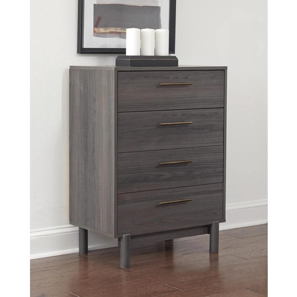 imageSignature Design by Ashley Calverson Contemporary 6 Drawer Dresser with Burnished Goldtone Pulls Dark BrownBrownish Gray