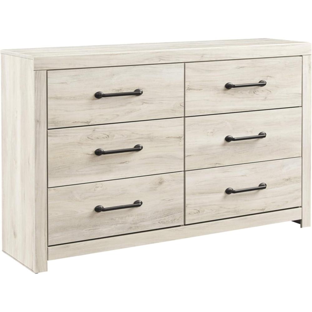 imageSignature Design by Ashley Cambeck Farmhouse Industrial 6 Drawer Dresser WhitewashWhitewash