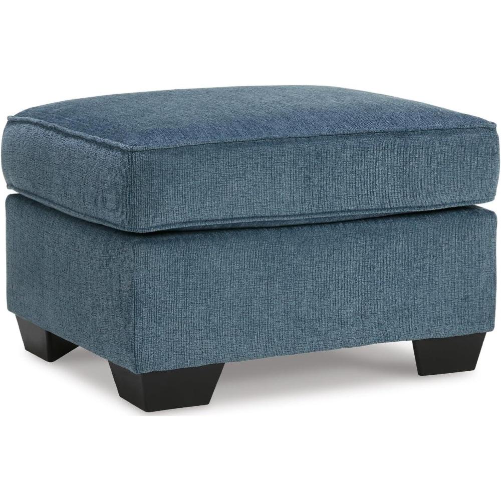 imageSignature Design by Ashley Cashton Contemporary Crosshatched Upholstered Ottoman BlueBlue
