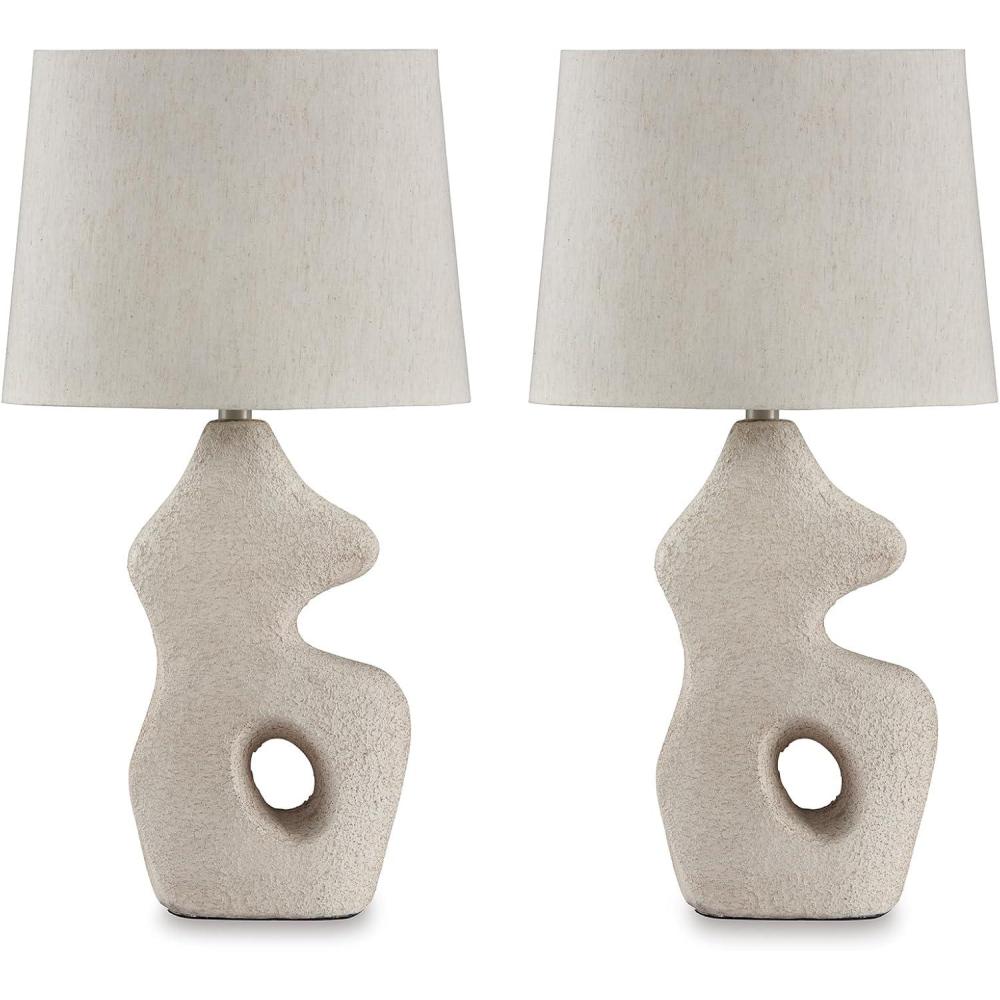 imageSignature Design by Ashley Chadrich Contemporary Paper Composite Table Lamp Set with 3Way Switch Set of 2 Beige