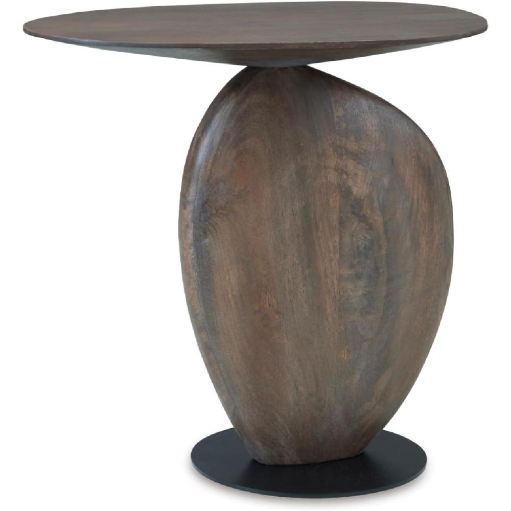 imageSignature Design by Ashley Cormmet Industrial Accent Table with Metal Base Dark Brown ampamp Black
