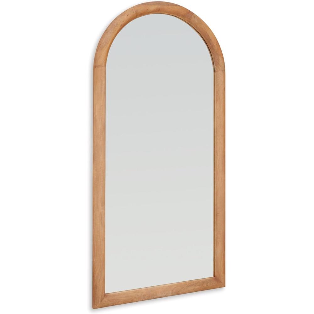 imageSignature Design by Ashley Dairville Casual Arched Full Length Wood Floor Mirror Light Brown