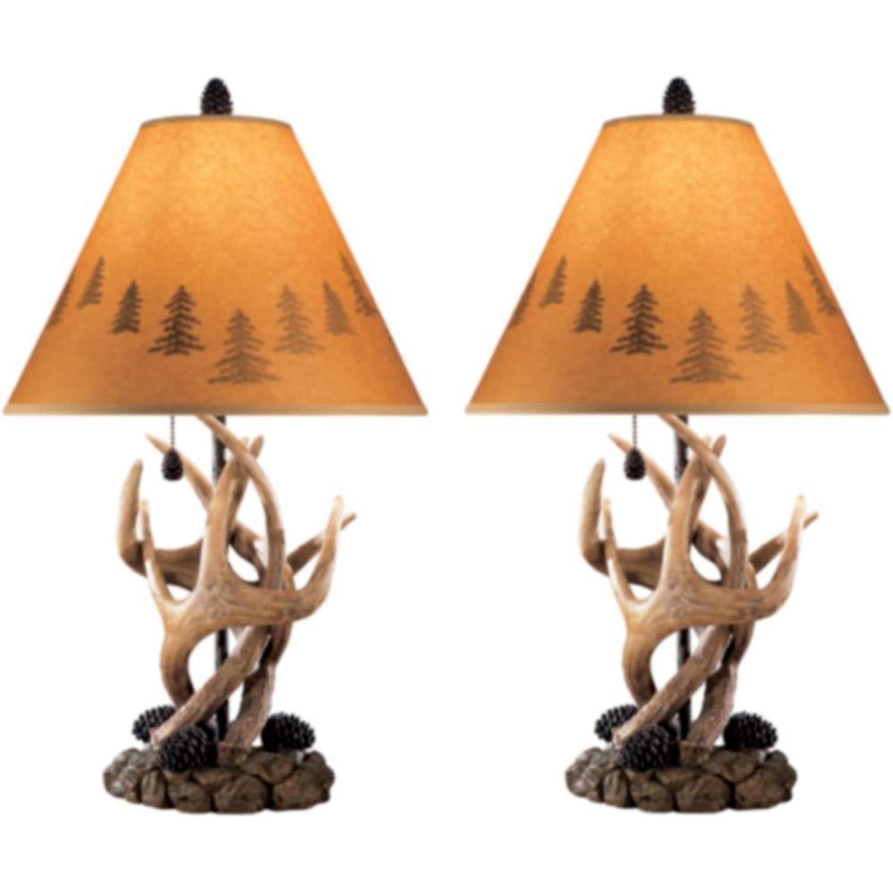 imageSignature Design by Ashley Derek Rustic Cabin Antler Lamp Set 2 Count Brown