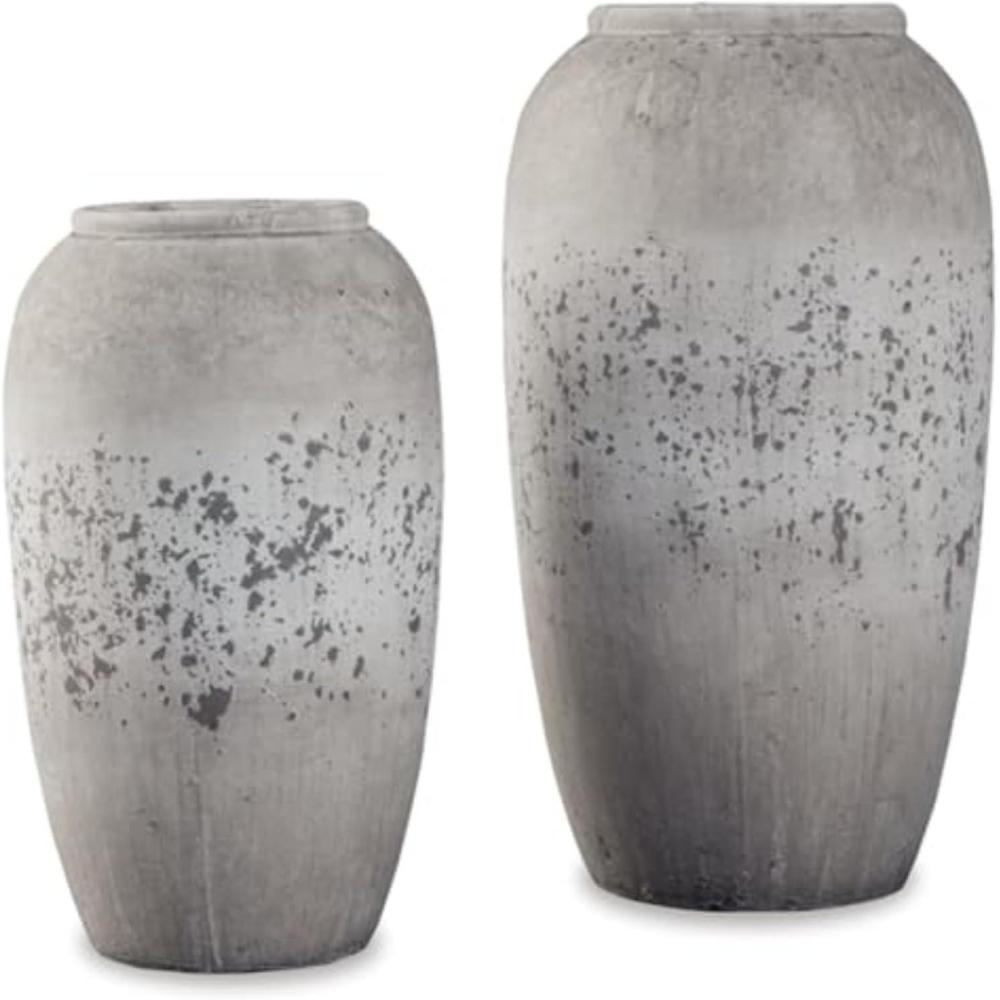 imageSignature Design by Ashley Dimitra Painted Ceramic 2 Piece Decorative Vase Set Light Gray
