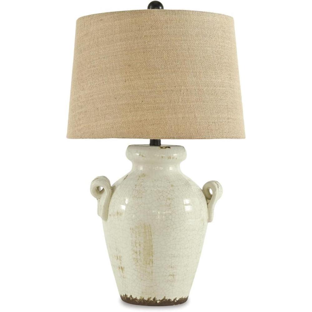 imageSignature Design by Ashley Emelda Farmhouse 27quot Ceramic Table Lamp Cream Glaze Crackle FinishEmelda