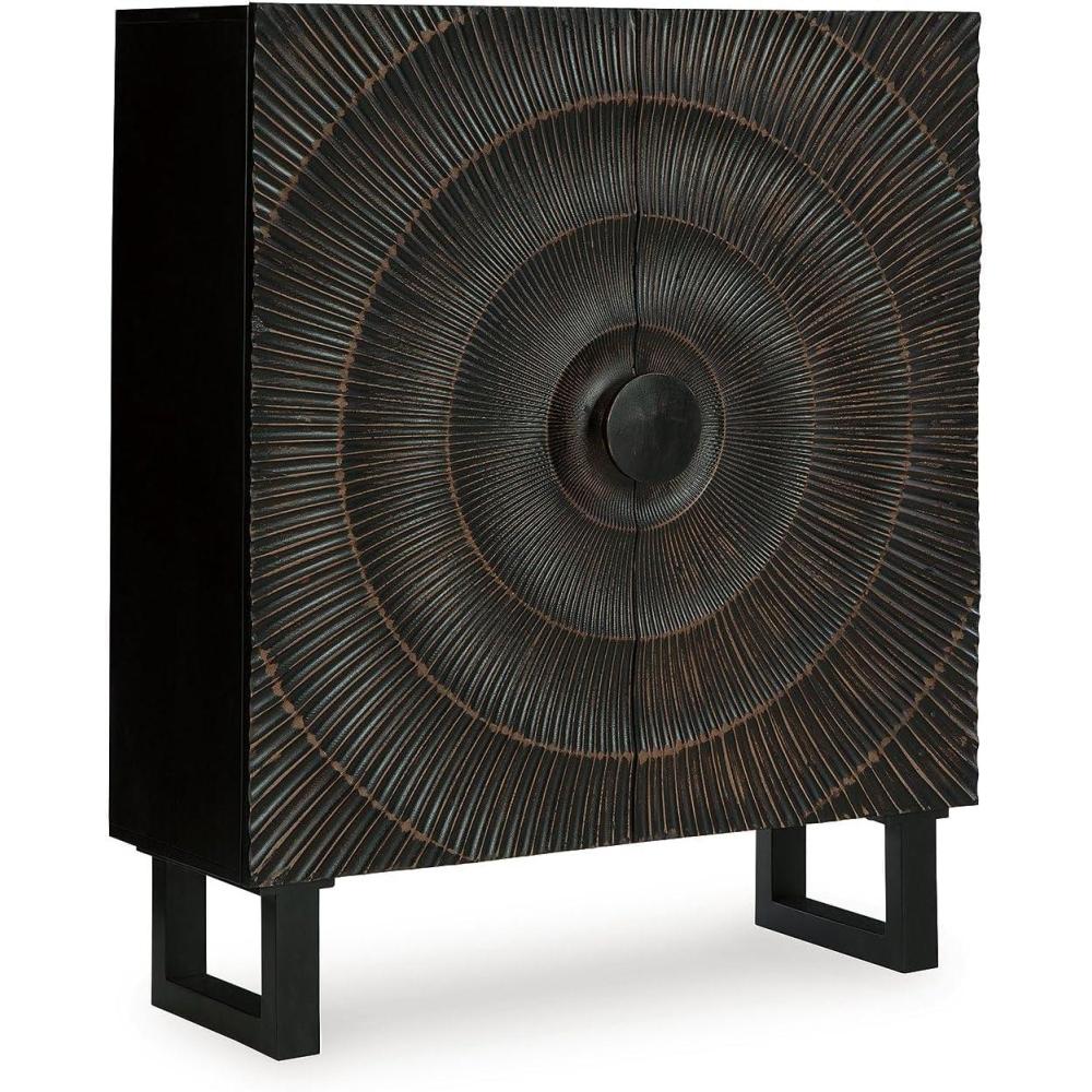 imageSignature Design by Ashley Fosterman Modern 2Door Accent Cabinet with Fixed Shelves Black