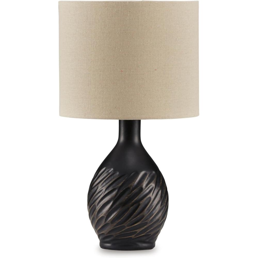imageSignature Design by Ashley Garinton Modern Distressed Ceramic Table Lamp with OnOff Switch Black ampamp Beige