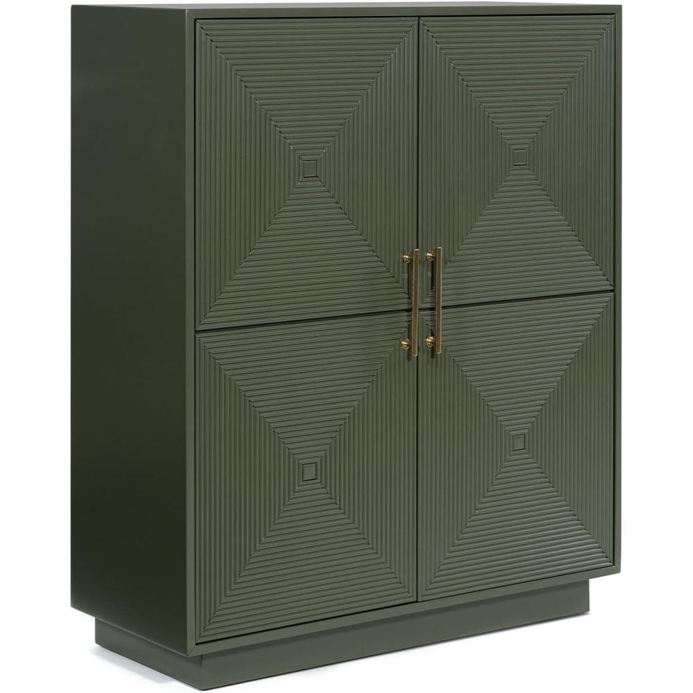 imageSignature Design by Ashley Geirwood Contemporary Accent Cabinet with Shelf and Geometric Pattern Green