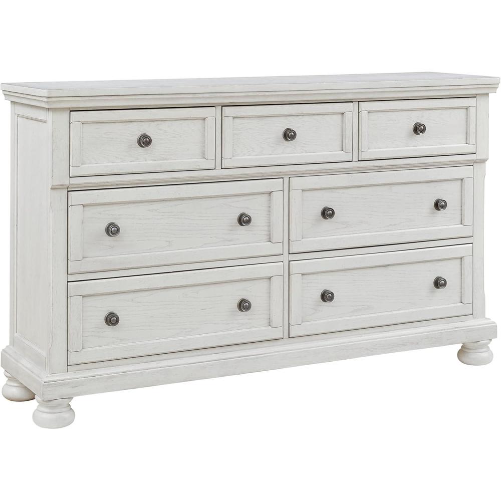 imageSignature Design by Ashley Hyanna Rustic SmoothGliding 6Drawer Dresser and Mirror with Safety Stop Light BrownWhite
