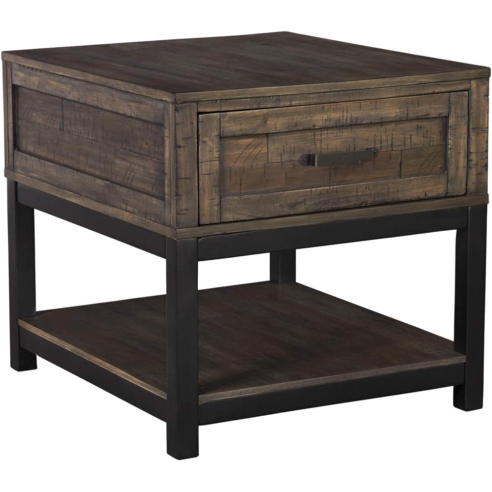 imageSignature Design by Ashley Johurst Rustic Square End Table 1 Drawer and Fixed Lower Shelf Rustic BrownRustic Brown