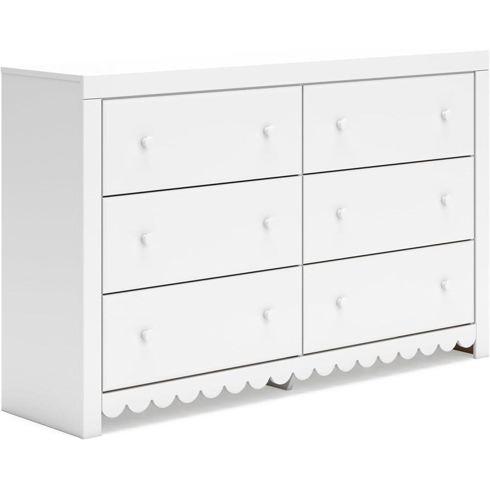 imageSignature Design by Ashley Mollviney Coastal 6Drawer Dresser with Safety Stop and Scalloped Detailing White
